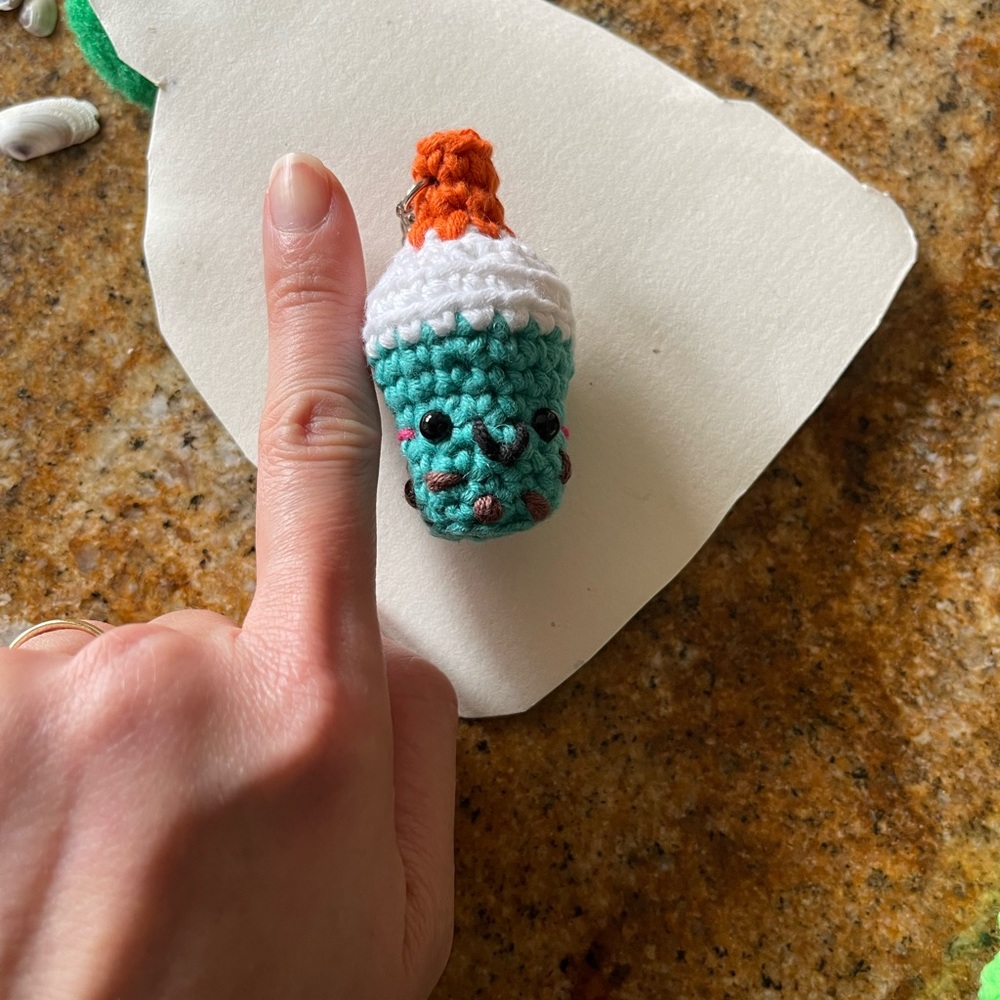 Cute crochet boba keychain